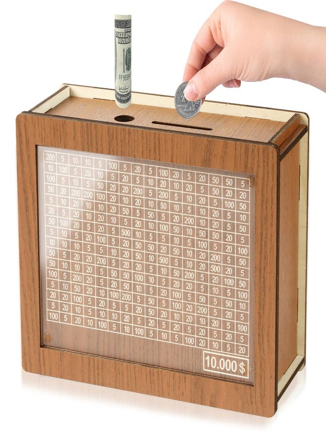 CVLDM 10000 Savings Challenge Box, Money Saver Box 10k Smash, Wooden Digital Save Piggy Bank for Adults Kids, Cash Vault Wooden Savings 10,000 Dollar, Caja De Ahorros, Cashbox Kakeibo - Image 1